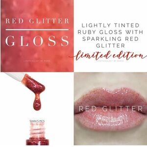 Lipsense Red Glitter Moisturizing Lip Gloss NEW Ruby Sparkling Shimmer Sparkle
